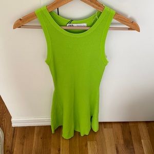 ZARA GREEN RIBBED MINI DRESS